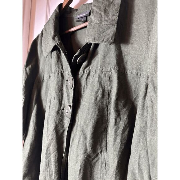 Lane Bryant Women's Linen Blend Green Utility Lagenlook Short‎ S Jacket Size 18 - Picture 2 of 5